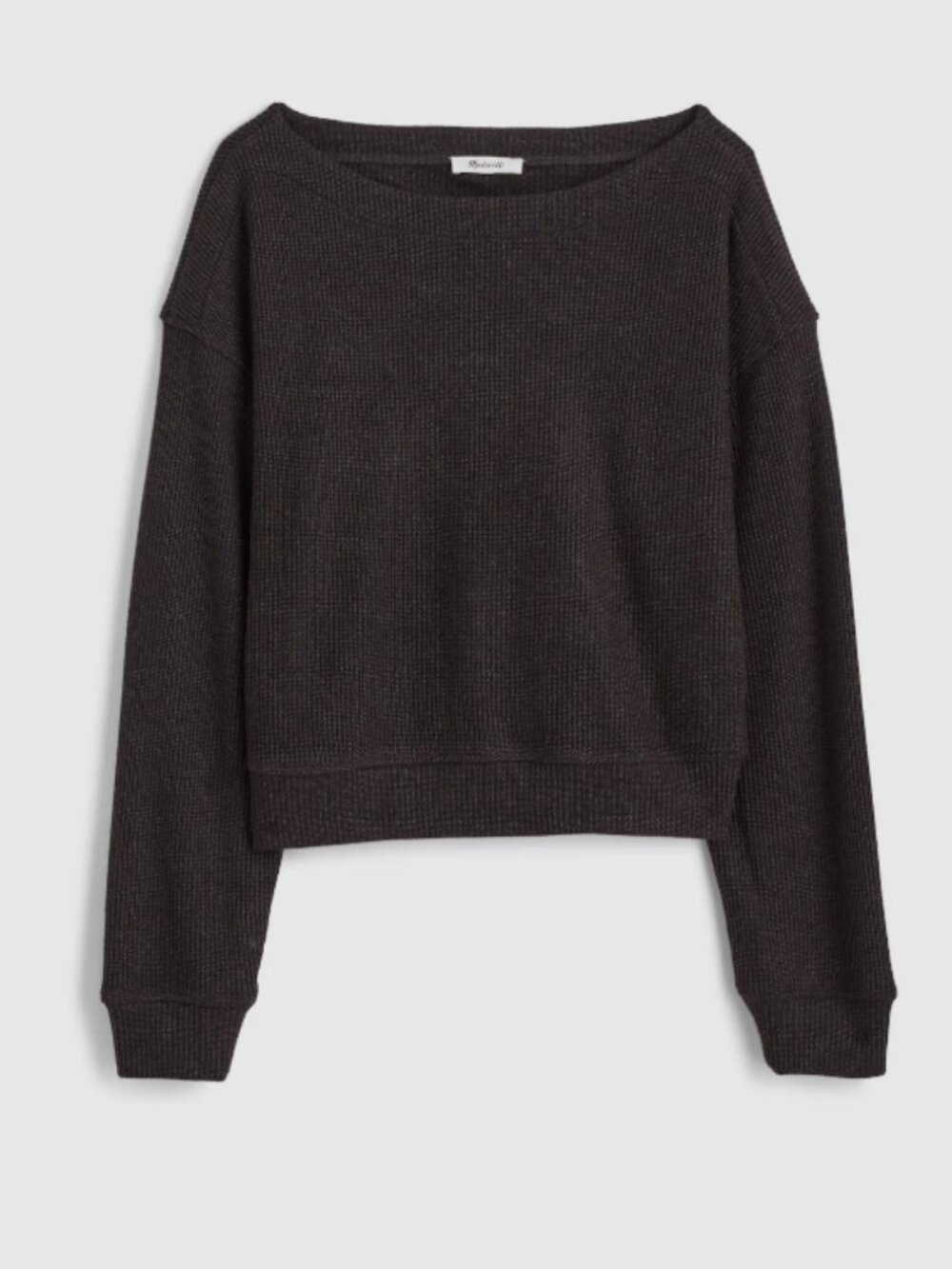Madewell Boatneck Drop Shoulder Top in Heather Charcoal NWT